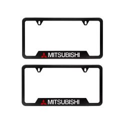 Brand New Universal 2PCS MITSUBISHI Metal Black License Plate Frame