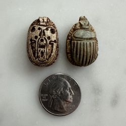 Pair Of Vintage Egyptian Scarabs 