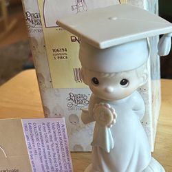1986 Precious Moments Porcelain Bisque Blonde Graduate Boy Figurine In Box 