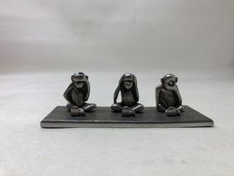 JAC ZAGOORY Designs Vintage Pewter 3 Wise Monkeys Pen Holder