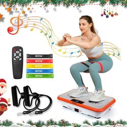 Vibrating Plate Exercise Machine，Bluetooth Remote and LED Display, 300 lbs, 150 Watts Shake Board for Women and Men, Entertainment Activities, Orange