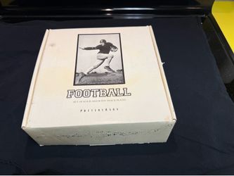 Pottery barn, vintage football snack plates set of four in original box