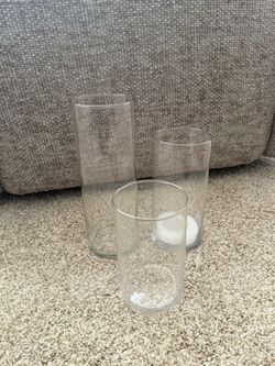 Set of glass candle holders