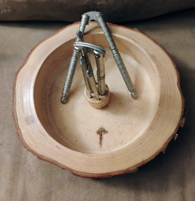 Vintage Wooden Mixed Nut Bowl Complete With Tools