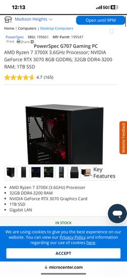 Gaming Pc From Micro Center g707 Power Spec for Sale in Santa Ana