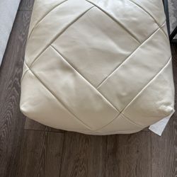 CB2 Warm White Pouf Ottoman & Pillow