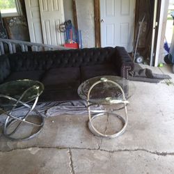 Like New Black Couch With Two End Tables 