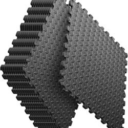 Home Gym Mat, Puzzle Exercise Mat, EVA Interlocking Foam Floor Tiles for Home Workout Equipment and Kids' Play Areas - Black, 24 in x 24 in x ½ in