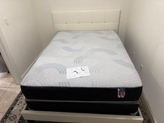 NEW BED FRAME QUEEN SIZE WITH MATTRESS AND BOX SPRING