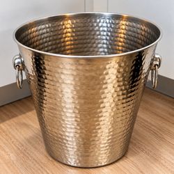 Large Hammered Metal Champagne & Ice Bucket – Double Handle Beverage Cooler