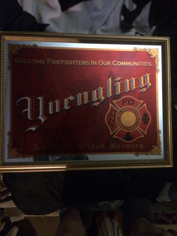 Rare "Saluting Firefighters" Yuengling Beer Mirror