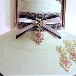 Handmade Lace Choker Necklace & Earrings