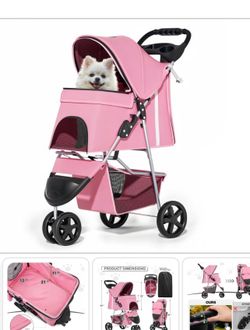 NEW Pink MoNiBloom Pet Stroller for Small/Medium Dogs and Cats