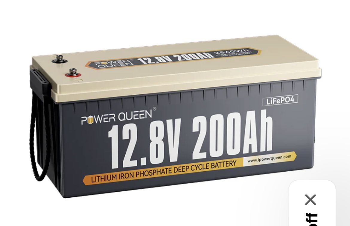 Power Queen 12V 200Ah LiFePO4 Battery with Built-in 100A BMS, 2560Wh Lithium Battery 15000+ Cycles, 10 Years Lifespan, Perfect for RV Camping, Solar E