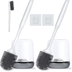 Lefree 2 Pack Silicone Toilet Brush Set with Ventilated Holder, Floor 