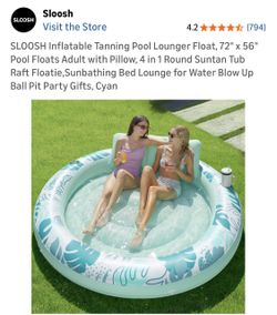 SLOOSH new tanning pool lounger W pillow/cupholder 72X 56