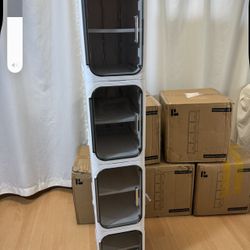 White 4-Tier Narrow Storage Cabinet