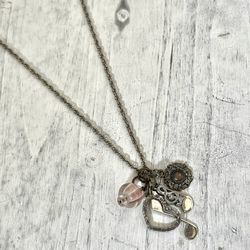 Long Musical Note Charm Necklace 