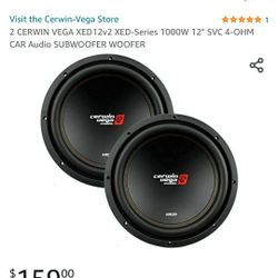 (2) CERWIN VEGA XED12v2 XED-SERIES 1000W 12" SVC 4-OHM CAR AUDIO SUBWOOFERS  