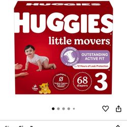 Huggies Size 3 Diapers, Little Movers Baby Diapers, Size 3 (16-28 lbs), 68 Count