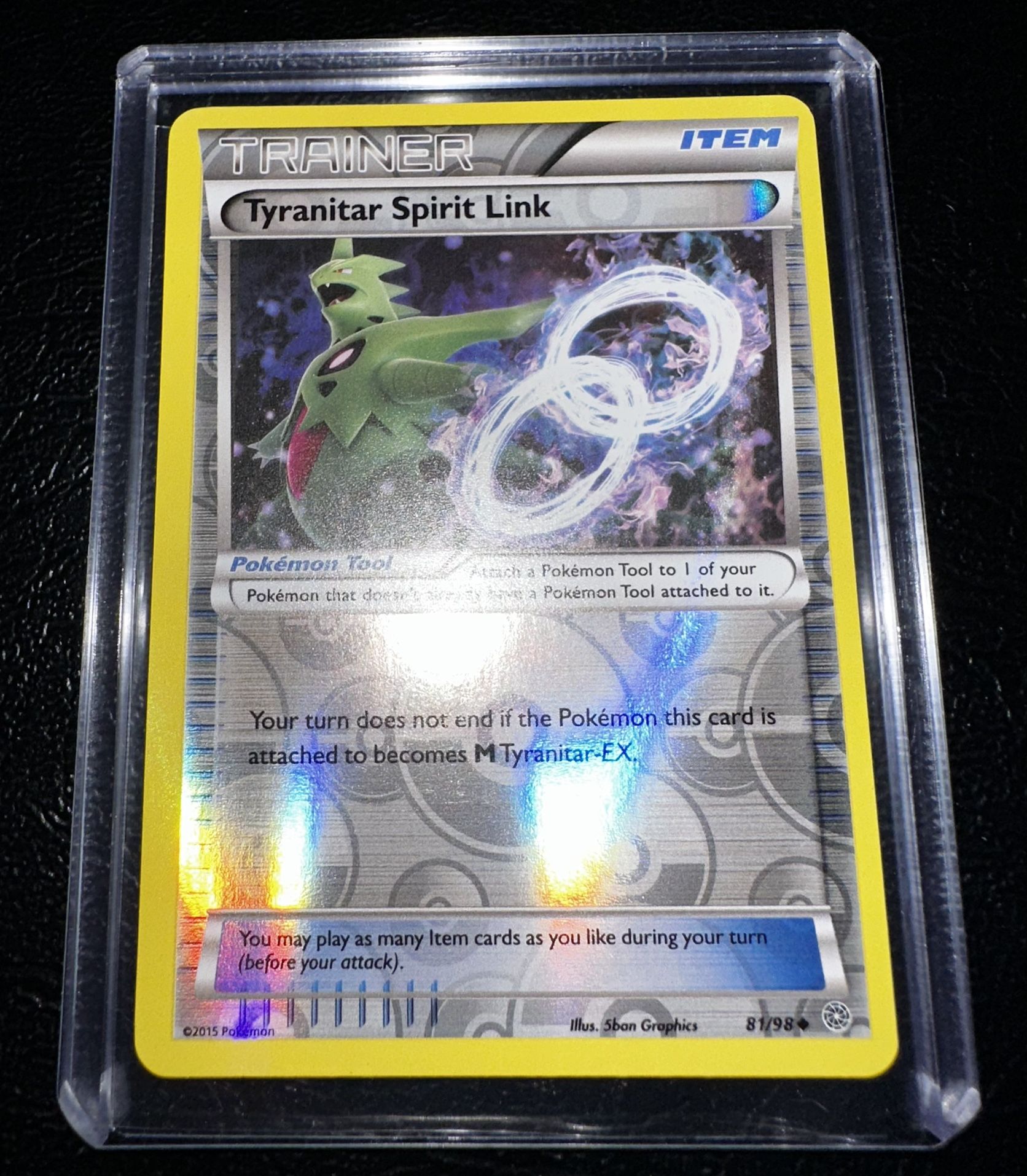 2015 POKEMON XY ANCIENT ORIGINS 81 TYRANITAR SPIRIT LINK-REVERSE FOIL