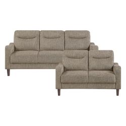 Brand new brown/gray/biege chenille sofa + loveseat 2PCs set