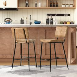 Homy Casa IDP-CS001 Cognac Brown Counter Bar Stools Open Box