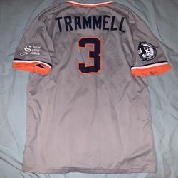 Detroit Tigers Silver Alan Trammell Jersey Retirement Shirt; Men’s XXL