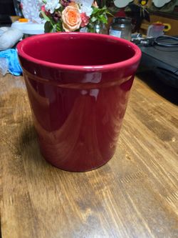 Red Glazed Ceramic Kitchen Crock