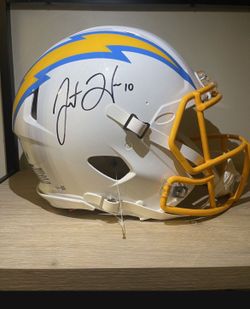Full Size Justin Herbert Authentic Autographed Chargers Speed Helmet From Fanatics 