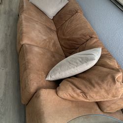 Orange Real Suede Leather Sofa!!!$400!!