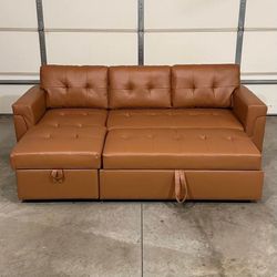 Leather Couch,ottoman,storage 