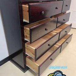 Nine Drawer Dresser Cherry Pinewood Cajonera Comoda Nueva New 