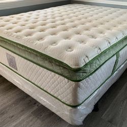 14in Queen Size Organic Hybrid Gel Pillowtop Mattress And Boxspring 