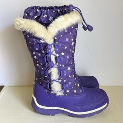 Lands’ End Girls Purple Star Snow Boots Youth Size 3M