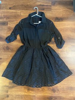 Black Shirt Dress with Lace Skirt