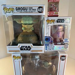 Funko Pop Star Wars Lot Mandalorian 390 Grogu 485 R2-D2 593 Disney 100 Vader