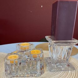 Two Glass PartyLite Candleholders 
