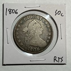1806 Draped Bust Half Dollar 50c Early Silver Nice VG/F Great Strike
