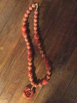 Red coral and intricately carved BEADED NECLACES