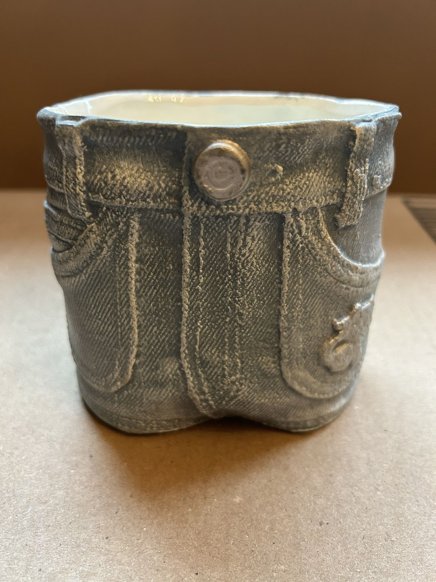 Denim / Jeans planter - ceramic Flower pot 4"