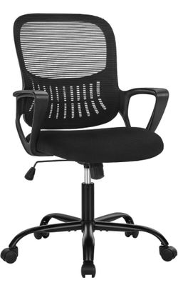 Black office chair with comfortable armrests and wheels