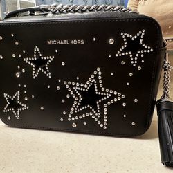 Michael Kors Ginny Camera Bag Black Star Studded NWOT