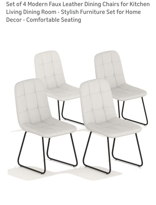 Set of 4 Modern Faux Leather Dining Chairs for Kitchen Living Dining Room - Stylish Furniture Set for Home Decor - Comfortable Seating
New conditiom