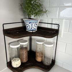 Wood 2-tier Corner Shelf 