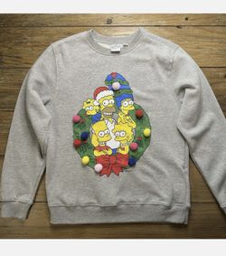 The Simpsons Family Light Up Ugly Christmas Sweater Sz M Gray