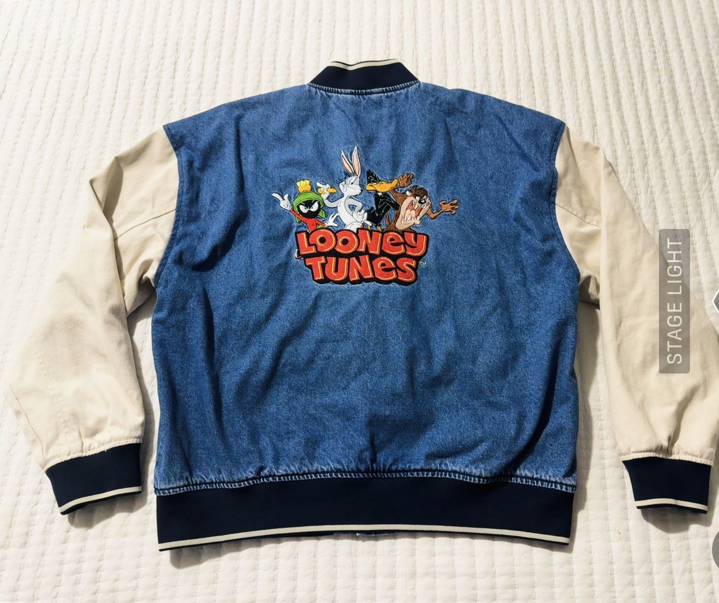 Looney Tunes Denim Men L Varsity Jacket
