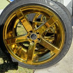 Gold Rims And Tires 20”