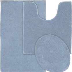 Garland Rug Queen Cotton Sky Blue 3 Piece Set (Toilet Cover, Contour Rug, Bath Rug) Ultra Soft, Plush, Highly Absorbent, Machine Washable Shower & Bat