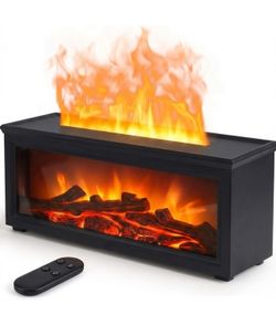 Essential Oil Diffuser, 7-Color Fireplace Fire Flame Aromatherapy Humidifier, 280ml Ultrasonic Aroma Diffuser, Cozy with Time Sets and Remote Control 